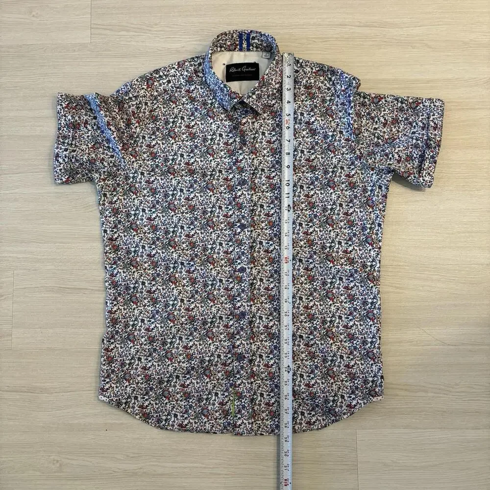 Men’s Robert Graham Short Sleeve Button Down Tailored Fit Size Large Colorful - Picture 6 of 7